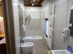 a bathroom with a toilet and a sink at Agriturismo Cornolade in Ponte nellʼAlpi