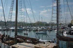 a bunch of boats docked in a harbor at Apartamenty Wójcik Loft in Gdynia