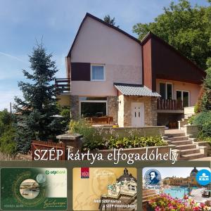 a picture of a house in a magazine at Ágnes vendégház Teljes ház in Hollóháza