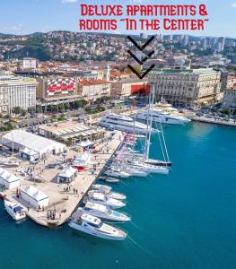 un groupe de bateaux amarrés dans un port de plaisance dans l'établissement Deluxe Apartments & Rooms "In the Center", à Rijeka