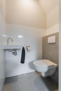 a white bathroom with a toilet and a sink at Vakantiewoning Seaside in Oostkapelle