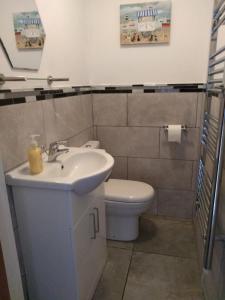 a bathroom with a sink and a toilet at Rosedene in Mablethorpe