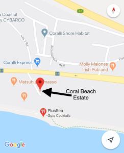 un mapa de la finca de la playa local en Modern Seaview Beach Studio Limassol en Limassol