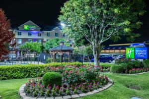 a garden in front of a hotel at night at Holiday Inn Express Hotel & Suites Dallas - Grand Prairie I-20, an IHG Hotel in Grand Prairie
