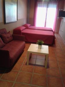 sala de estar con sofá y mesa en Apartamentos Turísticos Las Saladas, en Chiprana