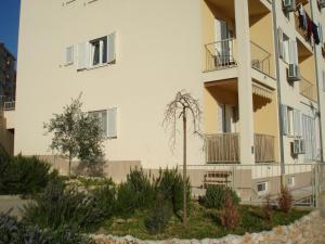 un edificio de apartamentos con un árbol delante de él en Apartment Z&E, en Trogir