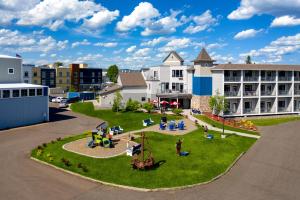 an aerial view of a park in a city at Park Point Marina Inn in Duluth