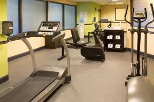 a gym with treadmills and elliptical machines at Holiday Inn Express Hotel & Suites Jacksonville Airport, an IHG Hotel in Jacksonville