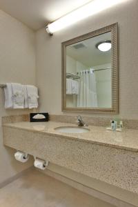 a bathroom with a sink and a mirror at Holiday Inn & Suites Bakersfield by IHG in Bakersfield