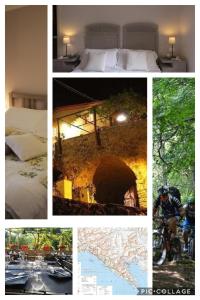 un collage de fotos de una habitación de hotel y un dormitorio en La Locanda Del Podestà Cinque terre, en La Spezia