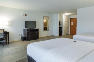 מיטה או מיטות בחדר ב-Holiday Inn Hotel & Suites Bloomington Airport, an IHG Hotel
