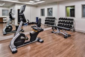 einen Fitnessraum mit Laufbändern und Cardiogeräten in der Unterkunft Holiday Inn Express & Suites - Siloam Springs, an IHG Hotel in Siloam Springs