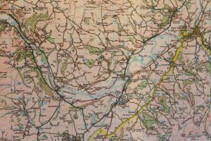 eine Karte der vereinten Staaten und ihrer Straßen in der Unterkunft Cwmbach Lodge luxury B&B in Glasbury