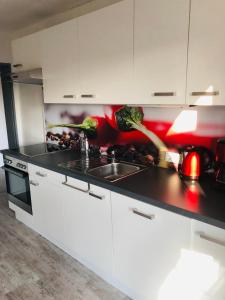 Kuchyň nebo kuchyňský kout v ubytování Ferienwohnung Bergkristall
