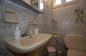 La salle de bains est pourvue d'un lavabo et de toilettes. dans l'établissement manousi 2 - First floor, à Mystras