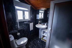 a bathroom with a toilet and a sink at Ponta Delgada Guest House 2 in Arrifes +13 photos