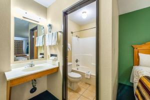 a bathroom with a sink and a toilet at Rodeway Inn in Milaca