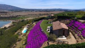 eine Luftansicht eines Hauses mit lila Blumen in der Unterkunft Villas Toscanas in Limache