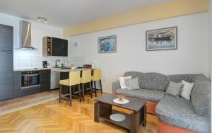 a living room with a couch and a kitchen at Apartment Riva in Senj