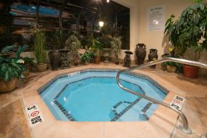 a swimming pool with a hose in a room with plants at Holiday Inn Express & Suites - Sharon-Hermitage, an IHG Hotel in West Middlesex
