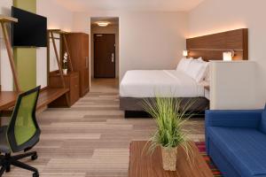 a hotel room with a bed and a desk at Holiday Inn Express & Suites Salem by IHG in Salem