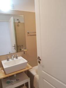 une salle de bains avec un lavabo et un miroir dans l'établissement caseros apart, à Salta