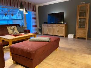 TV a/nebo společenská místnost v ubytování Ferienhaus Kleine Auszeit