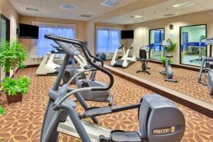 uma sala de fitness com passadeiras e elípticos em Holiday Inn Express Hotel & Suites Brockville, an IHG Hotel em Brockville
