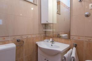 a bathroom with a sink and a toilet and a mirror at Villa Roko in Tučepi