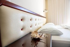 Postel nebo postele na pokoji v ubytování Dionisos Hotel