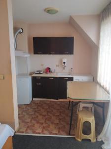 una piccola cucina con lavandino e tavolo di Apartment Ivaylo a Varna