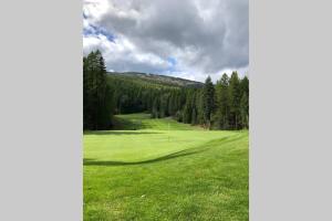 a view of a lush green golf course at Mountain Edge Ski-in Ski-out Condo in Kimberley