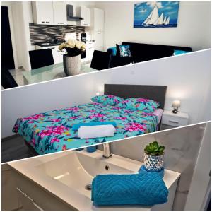 Kuchyň nebo kuchyňský kout v ubytování Apartments Samac