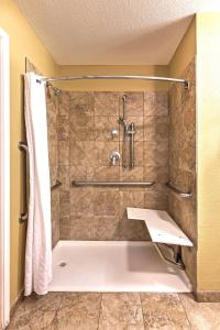a bathroom with a shower and a sink at Candlewood Suites Pearland, an IHG Hotel in Pearland