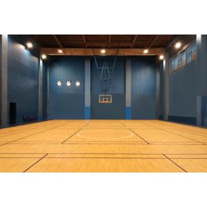 een lege sportzaal met een houten basketbalveld bij Summit Ridge Tagaytay in Tagaytay