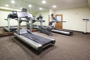 a gym with several tread machines in a room at Holiday Inn Express Hotel & Suites Torrington, an IHG Hotel in Torrington