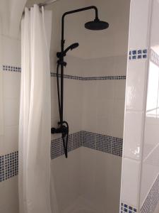 a shower with a shower curtain in a bathroom at La Maison De Stephanie in Porto-Vecchio