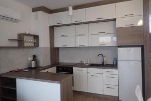 Kuchyňa alebo kuchynka v ubytovaní Ekskluzywny apartamet Pan Tadeusz III z widokiem na jezioro + 9 fotografií