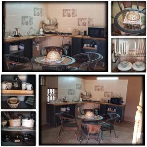 a collage of pictures of a kitchen with a table at ROCKY ALOE LODGE in Krugersdorp