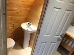 un bagno con lavandino e WC di Emlagh, Self Catering Glamping Pods a Kilkee