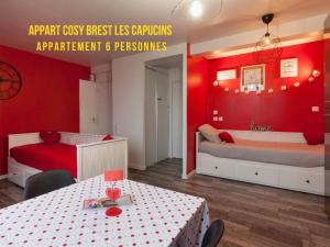 Postel nebo postele na pokoji v ubytování Appart Cosy Brest (les Capucins)