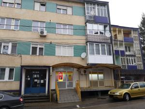 a building with a car parked in front of it at Cosy Elegant Apartment in Cehu Silvaniei