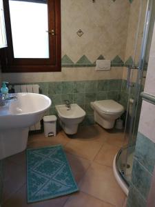 a bathroom with a sink and a toilet at Lu Nidu in Olbia