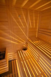 a inside of a sauna with a toilet in it at Deluxe apartments Bled in Bled