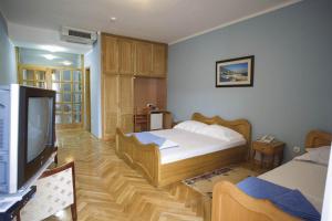 a bedroom with a bed and a flat screen tv at Accommodation Marija 2 in Kotor