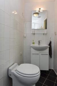 a white bathroom with a toilet and a sink at De Witte Molen Kranenburg in Kranenburg