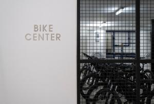 a bunch of bikes parked in a bike center at Aqua - Pópulo Eco Village in Ponta Delgada