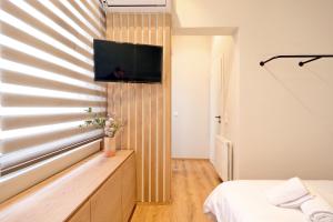 Televízia a/alebo spoločenská miestnosť v ubytovaní The Flirty Athens apartment