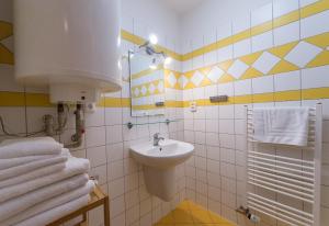 リプノ・ナト・ヴルタヴォウにあるApartmany Riviera 505のバスルーム(洗面台、トイレ、鏡付)
