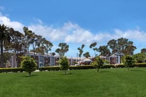 a row of trees in a park in front of a building at Holiday Inn Express Port Hueneme, an IHG Hotel in Port Hueneme